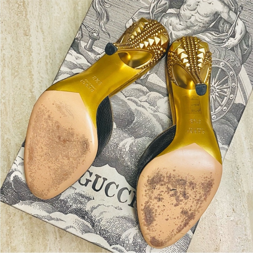 π Rare find! π GUCCI Tom Ford Farewell Collection Studded Eel Skin/Gold Heels - Picture 7 of 9